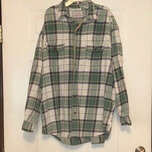 American Eagle Vintage Plaid Men's Flannel Shirt XL Green Rugged Casual